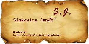 Simkovits Jenő névjegykártya